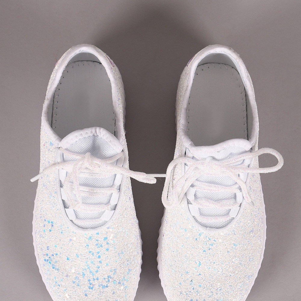 HP💃 Holographic Glitter Lace Up Fashion Sneakers - Picture 5 of 6
